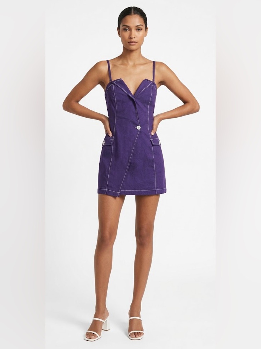 Anthropologie NWT Linen Cotton Blend Asymmetrical Mini Dress Purple Size 6